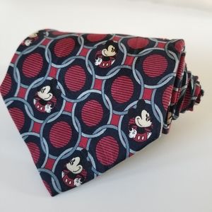 The Disney Store Mickey Mouse Red 100% Silk Neck Tie